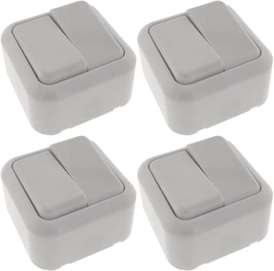 Benson Wandcontactdoos met wisselschakelaar - 4x - opbouw - wit - 61 x 61 x 35 mm - WCD