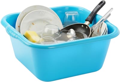 Plasticforte huishoud teiltje - afwasbak - vierkant - kunststof - 6 liter - 30 x 29 x 13 cm - Turquoise - Schoonmaken - klein formaat