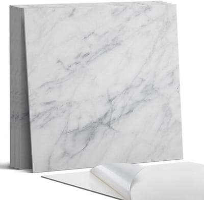 Coloray Wandpanelen Zelfklevend - Geaderd marmerpatroon Zelfklevende Wandpanelen - 50 cm x 50 cm - Wit Wandpaneel PVC - 5 stuks - Texturen Wandpanelen Zelfklevend - Wandbord Keuken - Wandpaneel Badkamer