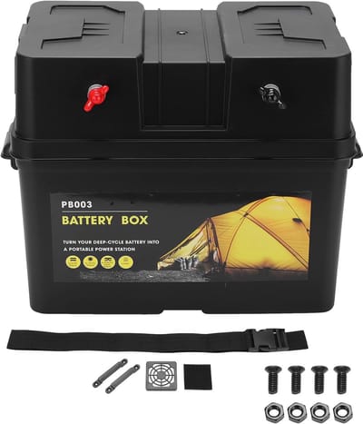 Motor Batterij Box - Accu Power Center - Stroomvoorziening Buiten - Geïntegreerde Veiligheidsschakelaars - 42 x 35 x 27 cm