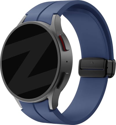 Bandz siliconen band met D-Buckle geschikt voor Galaxy Watch 7 (40 & 44mm) / Watch 6 (Classic) / 5 40mm & 44mm / 5 Pro / 4 & Watch 4 Classic / Watch FE - siliconen smartwatch bandje met magneetsluiting - donkerblauw