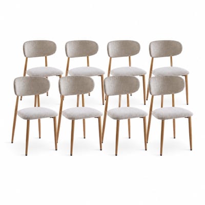 DS4U® - Sumi eetkamerstoel - Set van 8 - Frame naturel - Houtlook frame