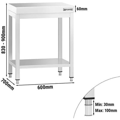 GGM Gastro Edelstahl Arbeitstisch PREMIUM - 600x700mm - mit Grundboden Zilver