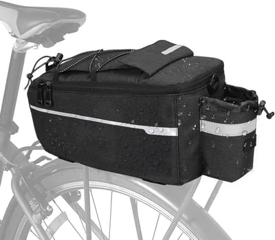 Fietstas Bagagedrager - Fietstas Achter - Dagelijks Vervoer - Met Bekerhouder - 38 x 16 cm - Zwart