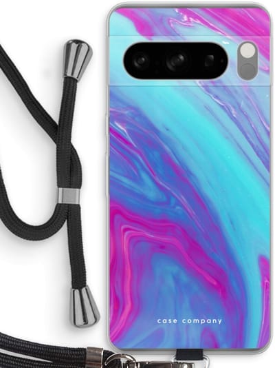 Case Company® - Hoesje met koord geschikt voor Google Pixel 8 Pro hoesje met Koord - Zweverige regenboog - Telefoonhoesje met Zwart Koord - Bescherming aan alle Kanten en Over de Schermrand