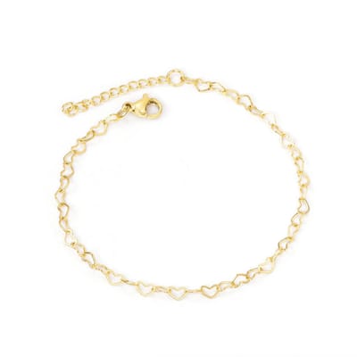 Planet Pink - Armband hartjes ketting goud - Stainless Steel - Roestvrij Staal rvs - Waterproof