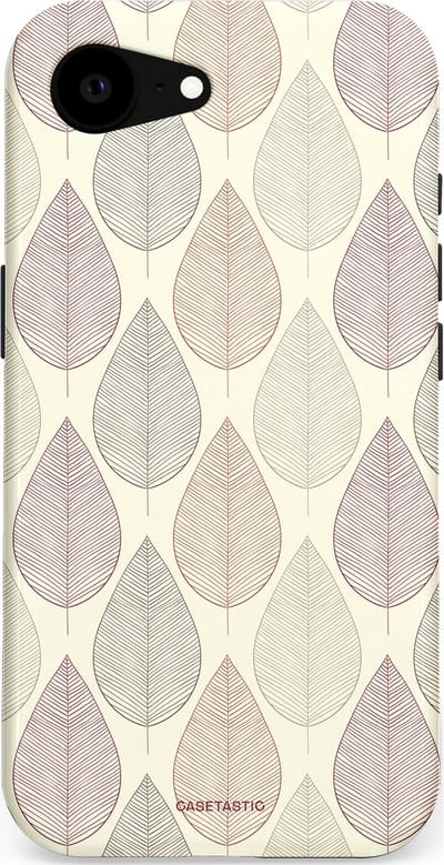 Casetastic hoesje geschikt voor Apple iPhone 16e / Apple iPhone 17e - MagSafe - Dubbellaagse bescherming - Botanisch retro bladeren dans - Fashion Case - Crème
