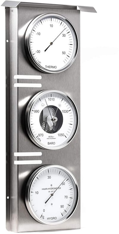 Weerstation Buiten - Meteorologisch Station Weer Monitor - Buitenweer Monitoren - Roestvrijstalen Behuizing - 510 x 215 mm - Zilver