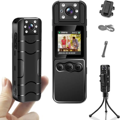 Bodycam - Action Cam - Spycam - Bewegingsdetectie - 180º Draaibare Lens - Bodycam Politie - Full HD - Zwart