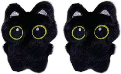 Pluche zwarte kat hangers - set van 2, schattige sleutelhangers voor rugzak met kat-motief
