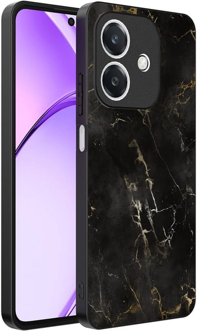 Smartphonica Telefoonhoesje Geschikt voor Oppo A3 - A3X met marmer opdruk - TPU backcover case black marble design - Zwart geschikt voor Oppo A3;Oppo A3X