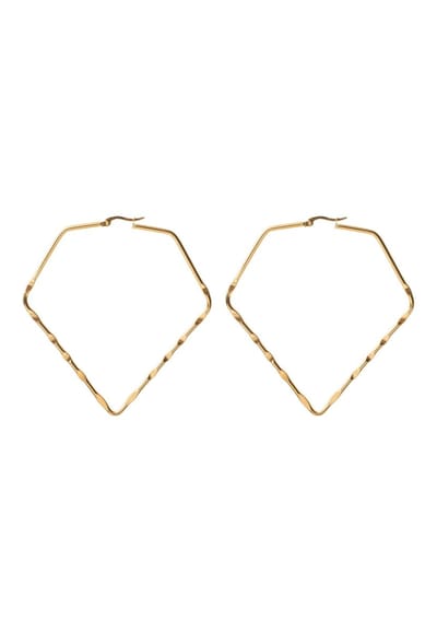 HÕBE – Diamante Oorbellen– 18 Karaat Goud Verguld Stainless Steel – Edelstaal –  Oorringen– Handgemaakte Sieraad – Accessories – Dames Oorbellen– Oorhangers – Hoop