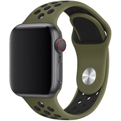 2+1 | Apple Watch Bandje - Dubbel - Siliconen - Olijf Zwart