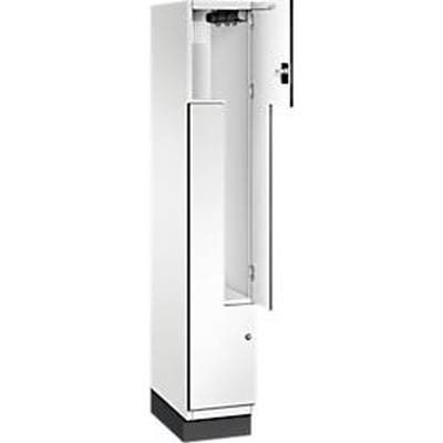 C+P Z-kast Cambio, 1 vak, met plint, B 300 x D 525 x H 1980 mm, verkeerswit/wit