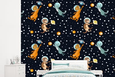 Behang - Fotobehang Planeten - Hond - Patroon - Breedte 245 cm x hoogte 220 cm