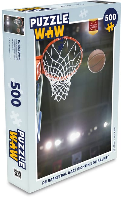 Puzzel De basketbal gaat richting de basket - Legpuzzel - Puzzel 500 stukjes