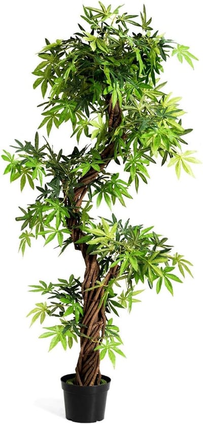 KOMFOTTEU 160 cm kunstboom voor binnen, thuis, kantoor, kunstplanten, bonsai met rode wijnstok met kiel, kunstplanten, stijlvol luxe groen, kunstbloemen Japanse stijl voor interieurdecoratie, serre