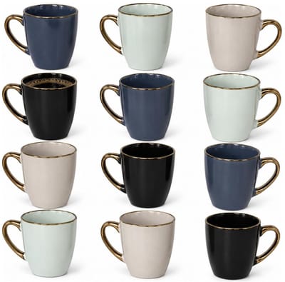 Gerimport Koffie / thee mok Regina - 12x stuks - multi kleuren - 350 ml - mokken - keramiek