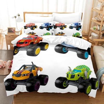 3D Print Blaze N Monster Machines Beddengoed Collectie Cartoon Dekbedovertrek Dubbel Twin Vol Queen King Volwassene Kind Beddengoed Dekbedhoes EU Twin 135x200cm