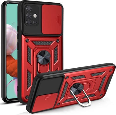 Coverup Hoesje - Geschikt voor Samsung Galaxy A51 Hoesje - Coverup Armor Ring Kickstand Back Cover met Camera Shield - Rood