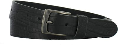 Leren Riem Heren/Dames Krokoprint | 3.5cm breed | Riemmaat: 105cm (totale lengte: 120cm) | 100% echt leer | Kleur: zwart | Nikkelvrije gesp