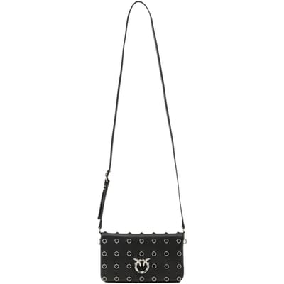 PINKO Love Click Clutch Leder 20 cm - Dames - nero limousine-shiny nickel