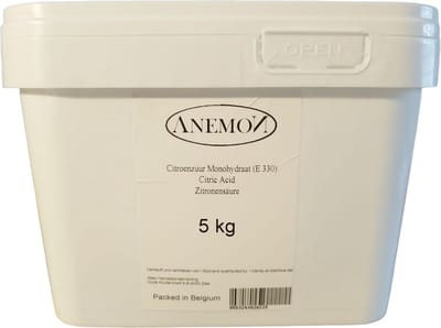 Citroenzuur in poeder, 5 kg, monohydraat, levensmiddelenkwaliteit E330, ontkalker, reiniger, GGO-vrij