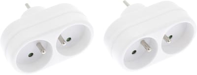 Exin verdeelstekker – domino – 2 x penaarde – wit – 2 stuks
