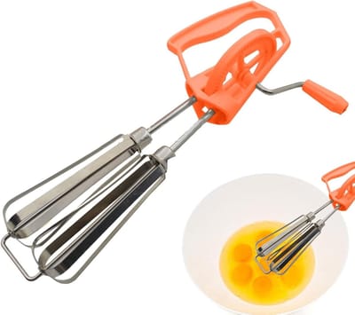 Handmixer - Eiermixer - Bakken en Koken - Roestvrijstalen Mengkoppen - 10.9D x 13.8B x 10.9H cm - Oranje