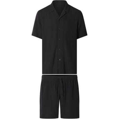 ESMARA MEN Korte mousseline heren pyjama (Zwart, S)