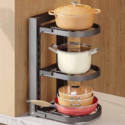 Keuken Opbergrek - Verticaal Bord en Pan Rek - Metaal, Ruimtebesparend - Voor Keukenkastjes en Aanrecht - Zwart - 28x26x43 cm - 1 Stuk