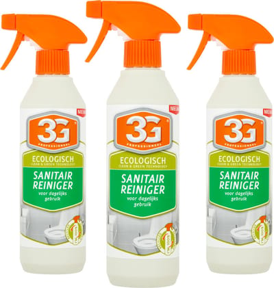 3x 3G Professioneel Sanitairreiniger Ecologisch 500 ml - Sanitair Reiniger - Badkamer Reiniger - Ecologische Reiniger - WC Reiniger - Kalk - Biologisch Afbreekbaar - 3-Pack