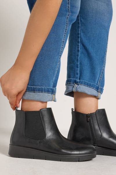 Yours Zwarte Sleehak Chelsea Boots In Brede Epasvormsize 37EEE