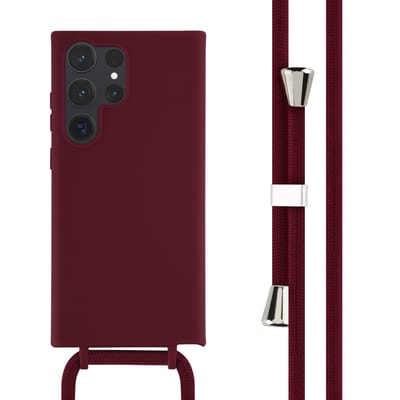 imoshion Hoesje - Geschikt voor Samsung Galaxy S23 Ultra - Siliconen hoesje met koord - Donkerrood