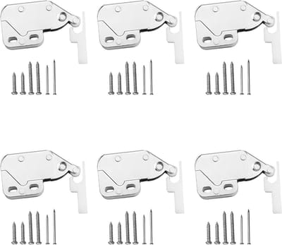 Set van 6 Mini Deursluitingen voor Meubels - Veilige Sluiting voor Kastdeuren met Schroeven, Ideaal voor Schuifdeuren en Barn Deuren