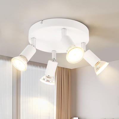 Glitzerlife - Plafondspot Plafondlamp - 4xGU10 fitting - opbouwspots - 330° draaibaar 90° kantelbaar - modern metaal design - Ø18cm - Wit