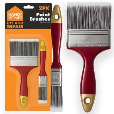 Handy Homes - Brede Platte Verfborstel - 1 en 4 inch - Synthetisch Vlas - Ergonomische Handgreep