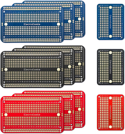 Soldeerbare broodplank printplaat voor elektrische projecten - 9 stuks + 3 mini - dubbelzijdig - verguld