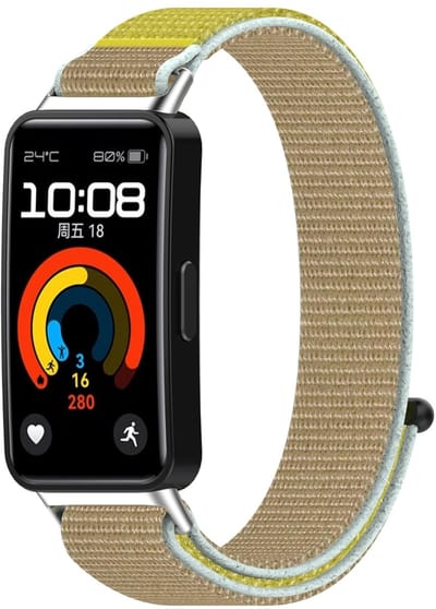 By Qubix - Sport loop nylon bandje - Beige / geel - geschikt voor Huawei Band 10 / 9 / 8