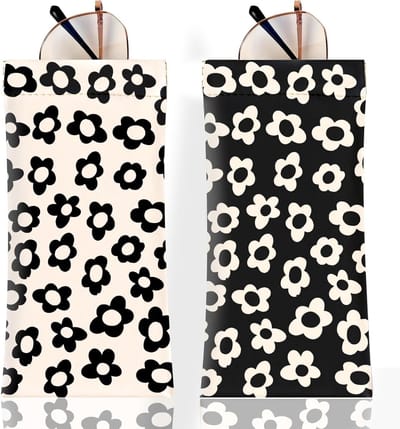 Zachte PU leren brillenhoes met schoonmaakdoekje - Schattige brillenpouch voor mannen, vrouwen en meisjes, ideaal voor bescherming en opbergen van zonnebrillen en leesbrillen