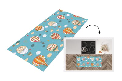 Keukenloper - Loper keuken - Retro - Luchtballon - Pastel - Kinderen - Design - 120x50 cm - Keukenloper vinyl