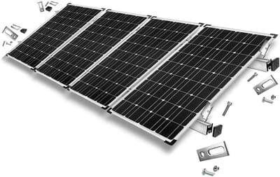 Bevestigingsset Zonnepanelen - Dakmontage Set - Schuine Dakmontage - Compleet Met Stokschroeven - Voor 4 Panelen - Grijs