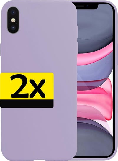 Hoesje Geschikt voor iPhone X Hoesje Siliconen Case - Hoes Geschikt voor iPhone X Hoes Siliconen - Lila - 2 Stuks