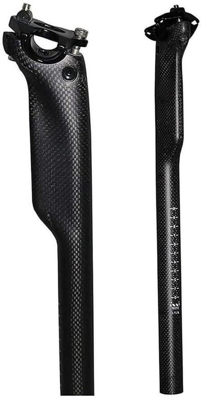 Fiets Zadelpen - Zitstok MTB Racefiets - Fietsen Onderdelen - 3K Mat Koolstofvezel - 27.2 x 400 mm - Mat Zwart