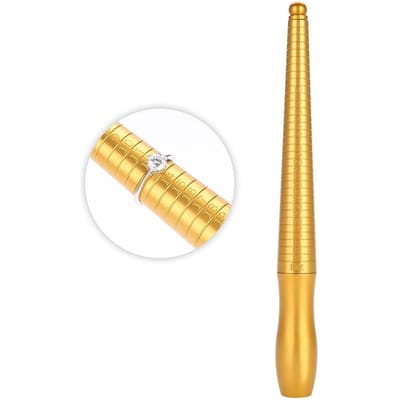 HK Bagueur en cuivre Jauge de taille de doigt Mandrin Bâton de taille de bijoutier beige