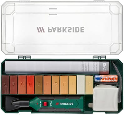 Parkside Laminaat en Parket reparatieset - In een praktische opbergkoffer - Ideaal voor eenvoudige, snelle en schone reparaties - Voor het repareren van alle houten en kunststof oppervlakken zoals laminaat, parket, kurk, vinyl - Voor alle kleuren