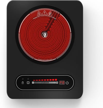 Keramische Kookplaat - Elektrische Kookplaat - Kleine Keuken - Kinderslot Timer - 36 x 28 x 6.5 cm - Zwart