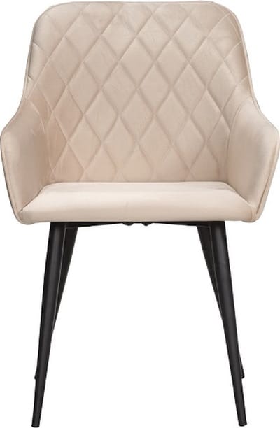 Soof&Tess - Set van 6 - Varese Eetkamerstoel - Beige - Fluweel - Velvet - Industrieel - Met armleuning - Easy Clean Stoffen - Hoge Kwaliteit