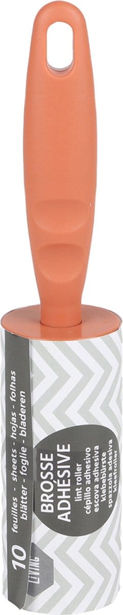 Urban Living kledingroller - 21 cm - oranje - pluisverwijderaar - 6 extra rollen - kleefroller