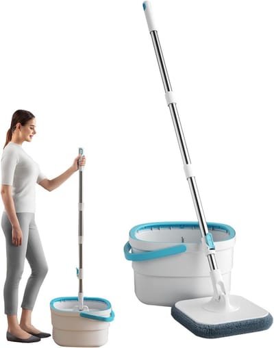 Dweil En Emmer - Vloerreiniger Set - Hygiënisch Vloeren - Vuilwater Scheiding - 1300g - Veelkleurig